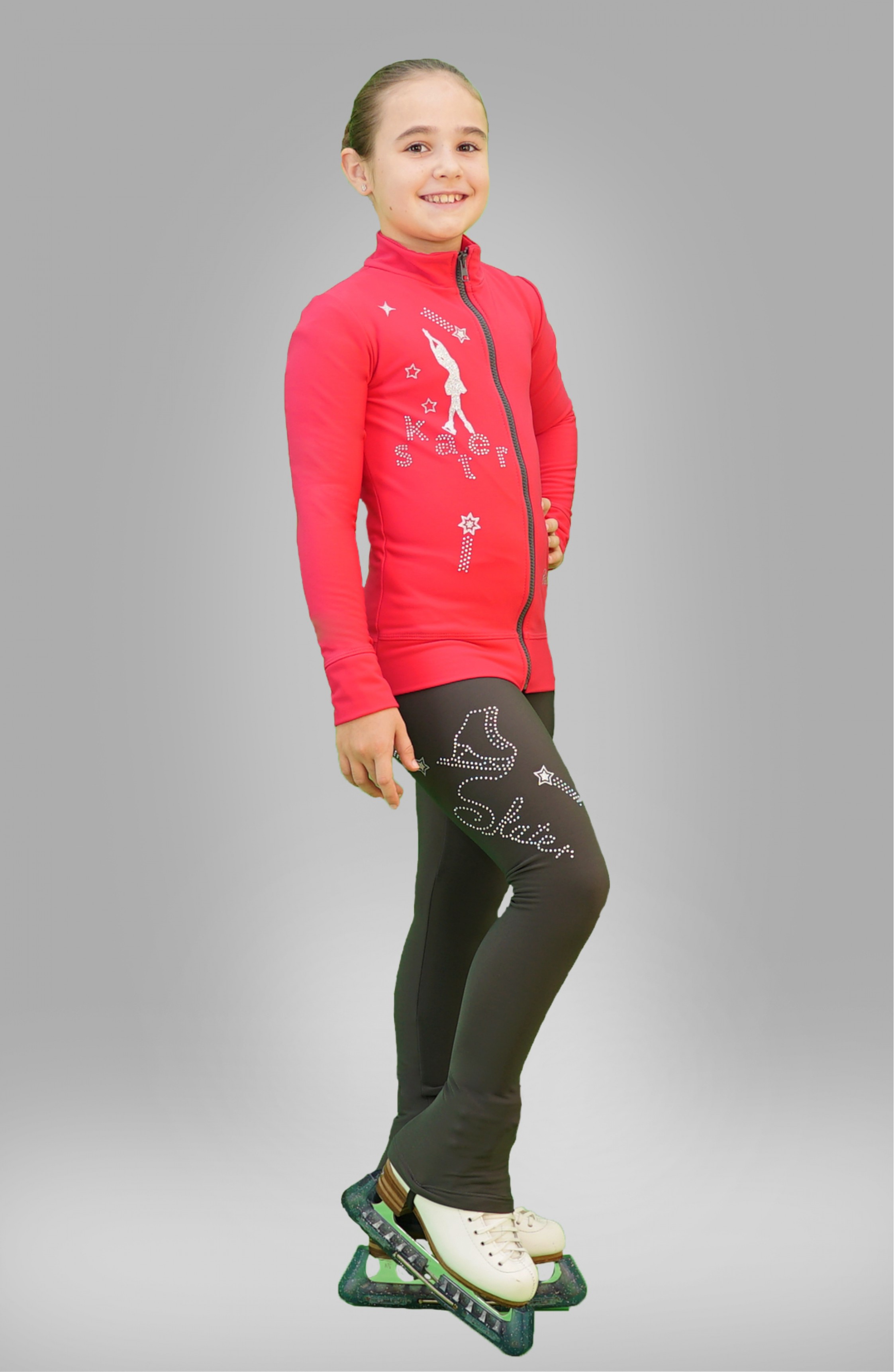 Термокомплект для фигурного катания "Skater" Серый с коралловым