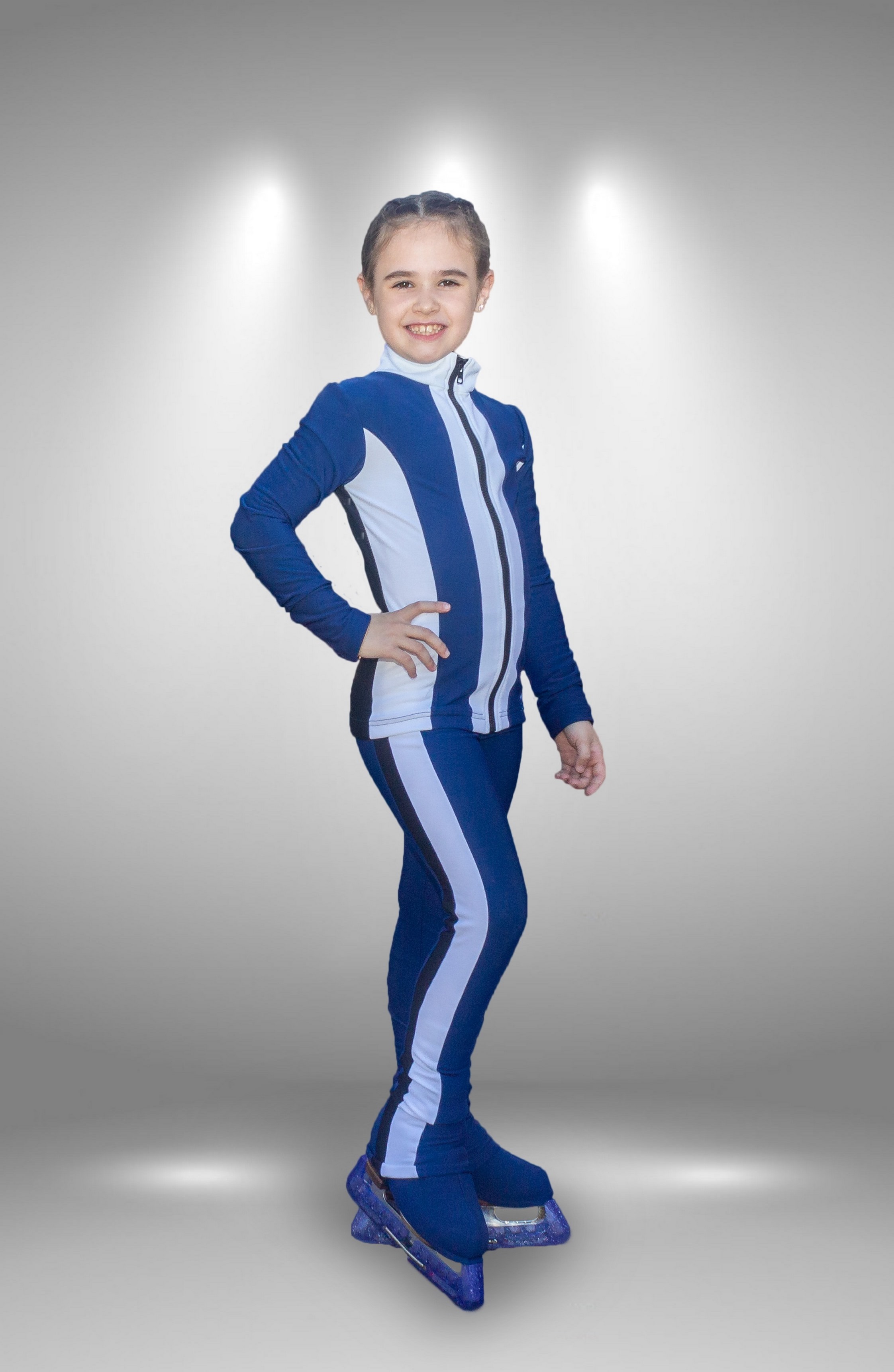Термо костюм для фигурного катания "Вертикаль" сине-белый