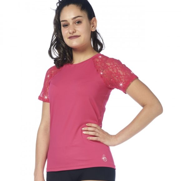 T-shirt with lace sleeves