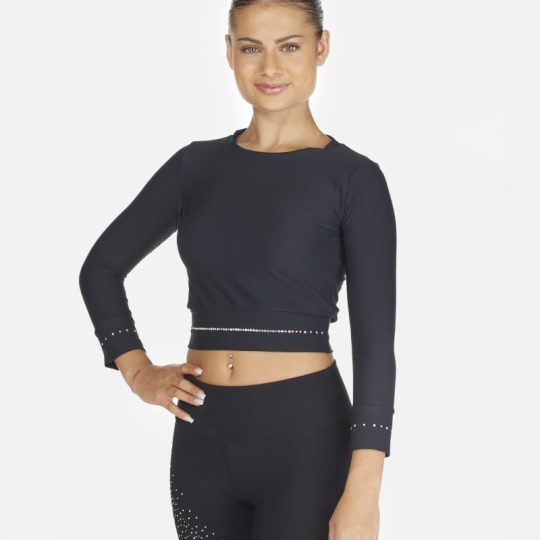 Eco-friendly cropped top with row of crystals