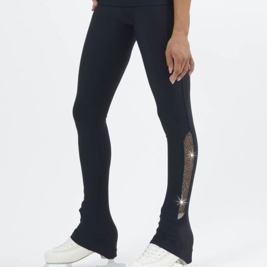 Leggings with glittered mesh insert